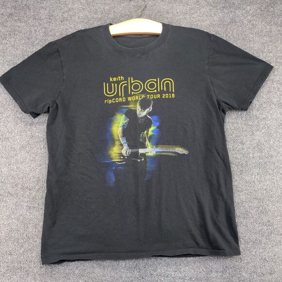 Keith Urban Men's ripCORD World Tour 2016 T-Shirt Black L Crew Neck Short Sleeve - Picture 2 of 12